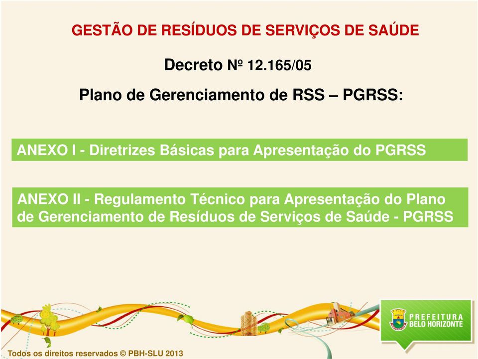 Básicas para Apresentação do PGRSS ANEXO II - Regulamento Técnico