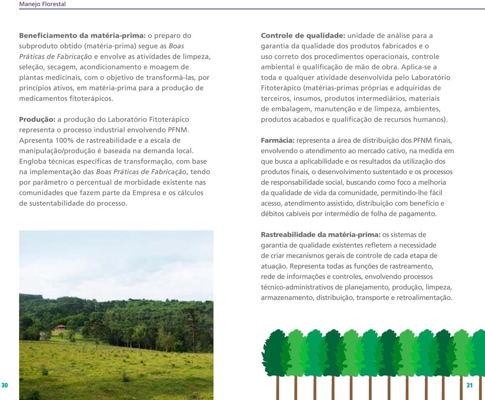 Produção: a produção do Laboratório Fitoterápico representa o processo industrial envolvendo PFNM. Apresenta 100% de rastreabilidade e a escala de manipulação/produção é baseada na demanda local.