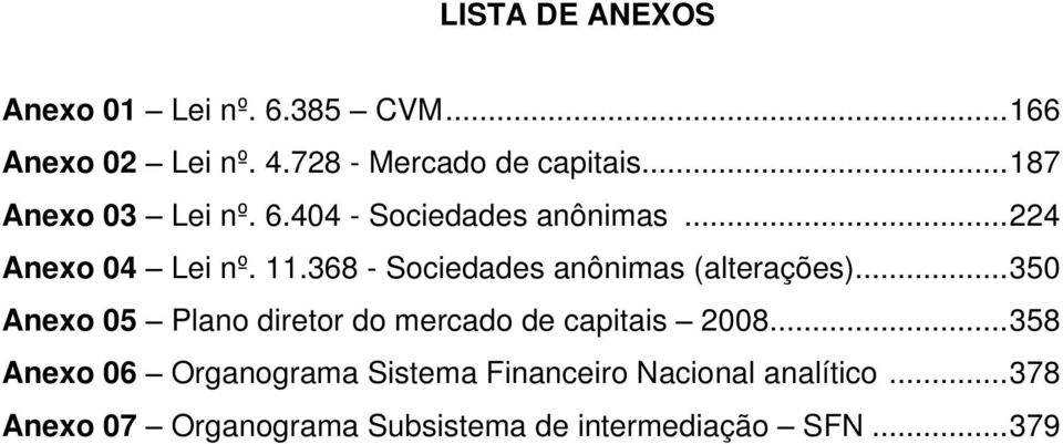 368 - Sociedades anônimas (alterações)...350 Anexo 05 Plano diretor do mercado de capitais 2008.