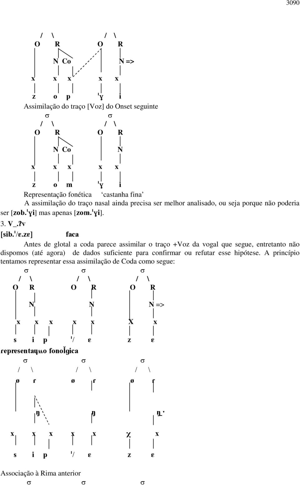 ze] faca Antes de glotal a coda parece assimilar o traço +Voz da vogal que segue, entretanto não dispomos (até agora) de dadouficiente para confirmar ou