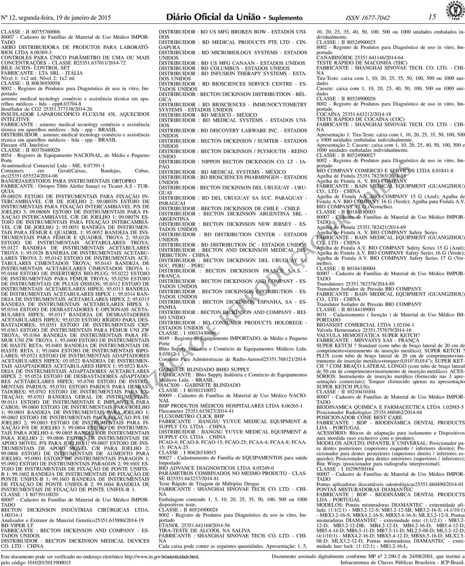 : II 80836930058 8002 - Registro de Produtos para Diagnóstico de uso in vitro, Importado astustec medical tecnology comércio e assistência técnica em aparelhos médicos - ltda - epp803704-8 Insuflador