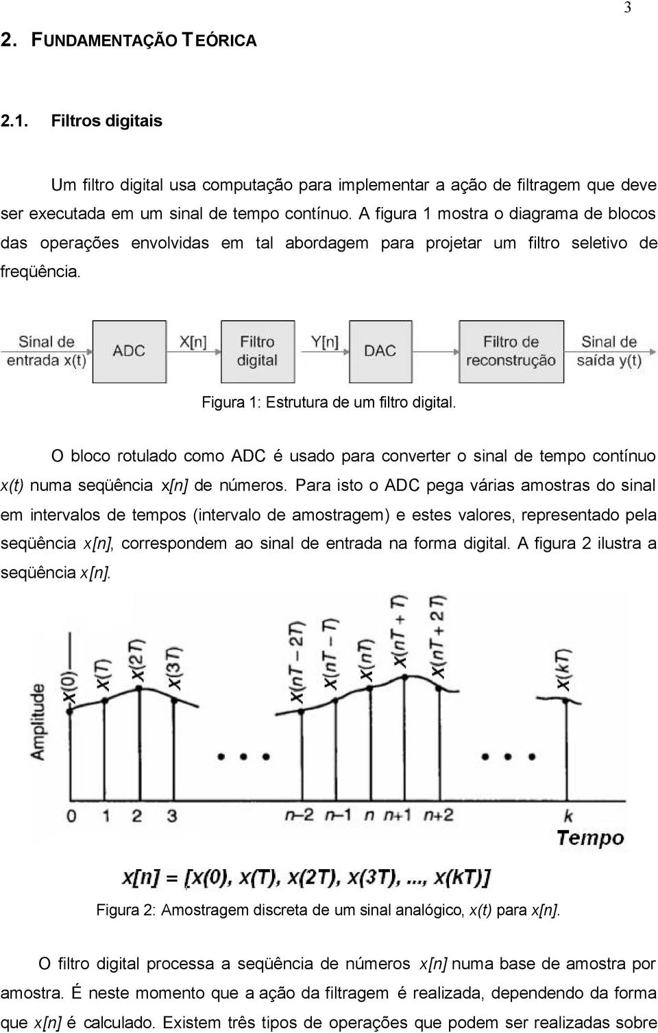 O bloco rotulado como ADC é usado para converter o sinal de tempo contínuo x(t) numa seqüência x[n] de números.