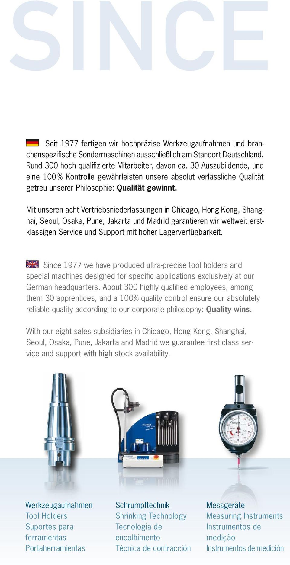 Mit unseren acht Vertriebsniederlassungen in Chicago, Hong Kong, Shanghai, Seoul, Osaka, Pune, Jakarta und Madrid garantieren wir weltweit erstklassigen Service und Support mit hoher