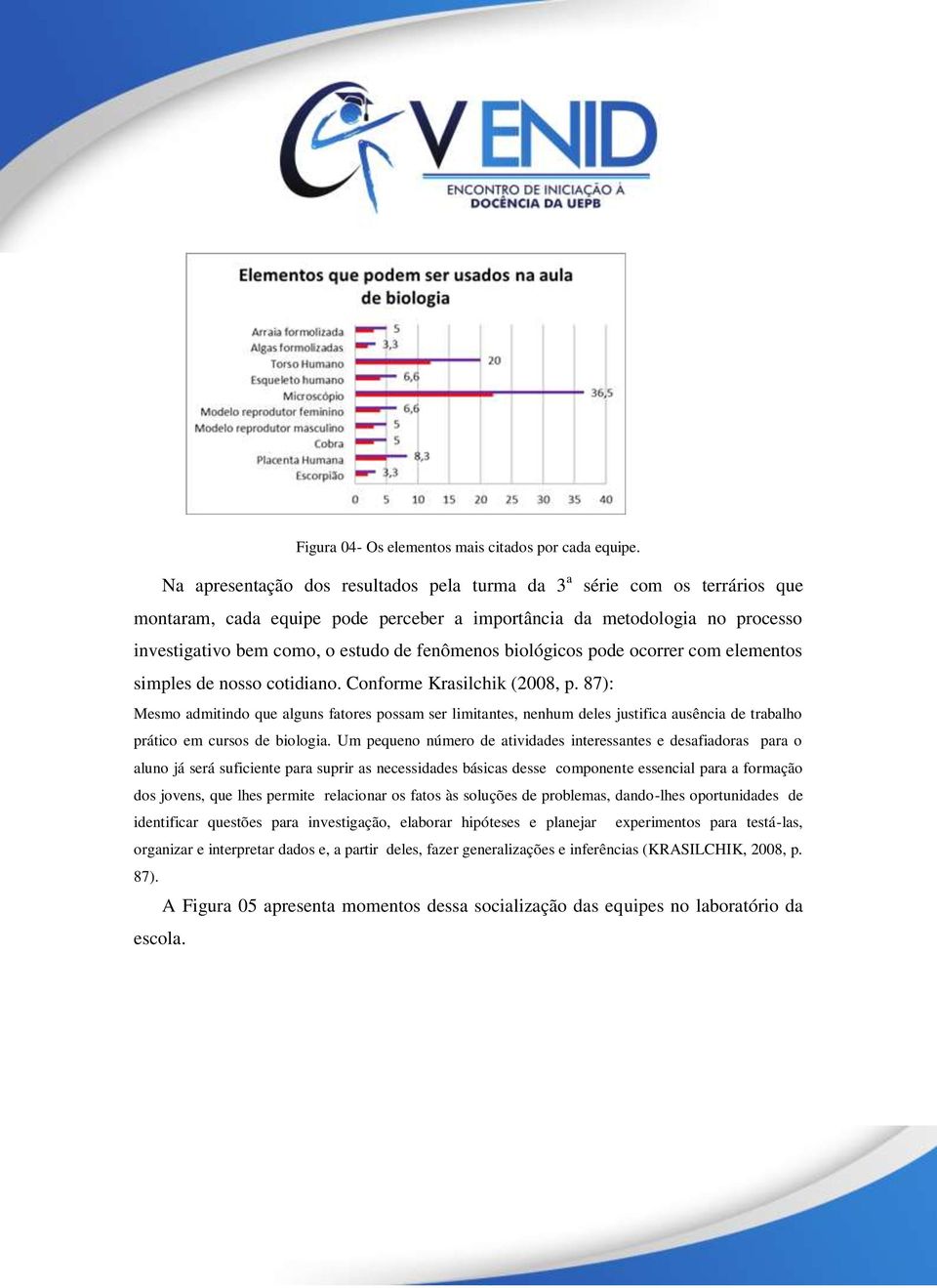 biológicos pode ocorrer com elementos simples de nosso cotidiano. Conforme Krasilchik (2008, p.