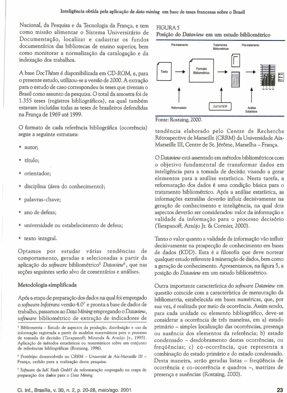 FIGURA 5 Posição do Dataview em um estudo bibliométrico A base DocThèses é disponibilizada em CD-ROM, e, para o presente estudo, utilizou-se a versão de 2000.