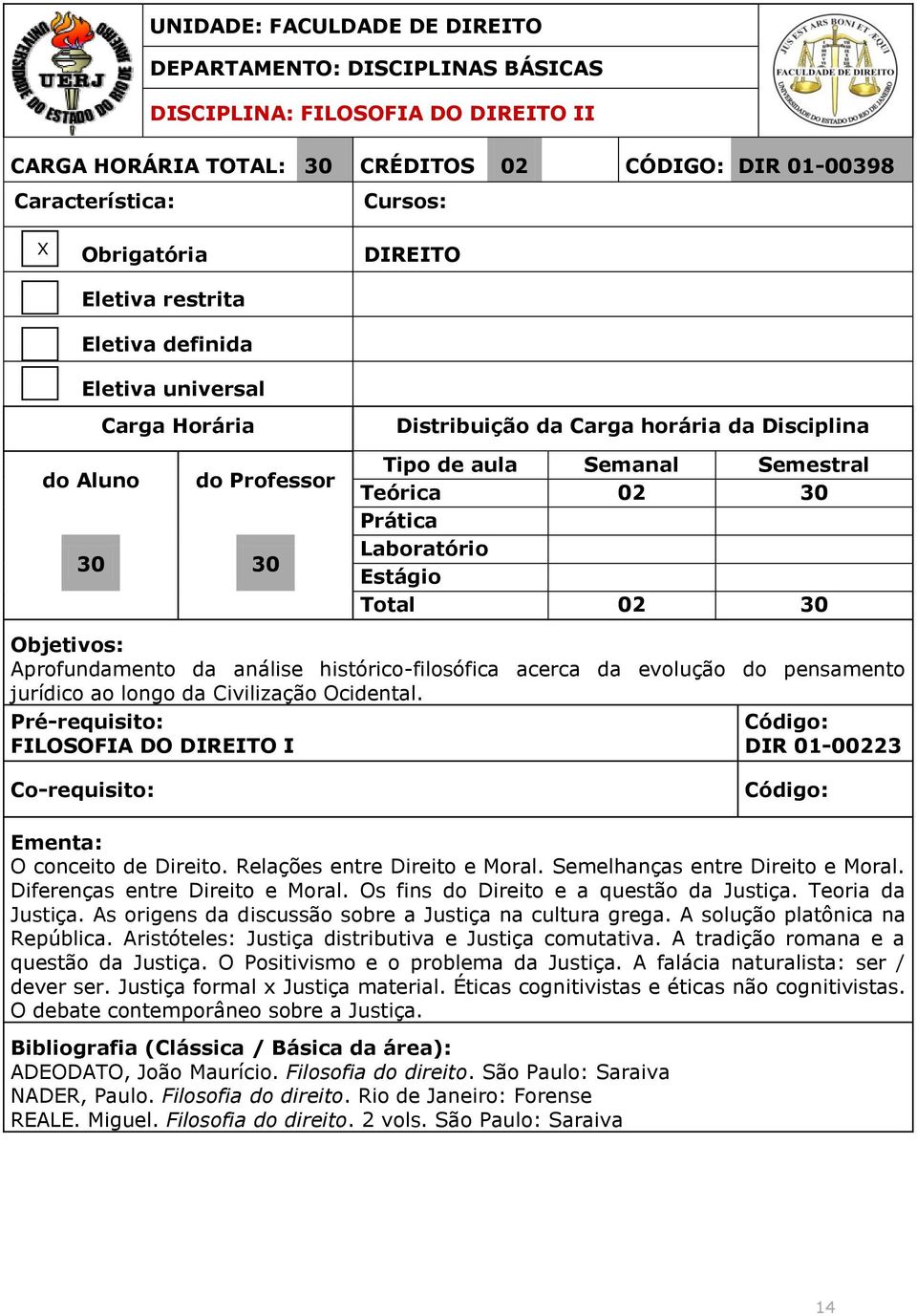 Os fins do Direito e a questão da Justiça. Teoria da Justiça. As origens da discussão sobre a Justiça na cultura grega. A solução platônica na República.