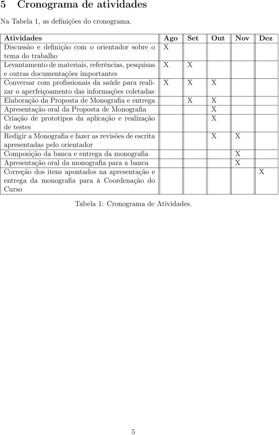 profissionais da saúde para realizar X X X o aperfeiçoamento das informações coletadas Elaboração da Proposta de Monografia e entrega X X Apresentação oral da Proposta de Monografia X Criação de