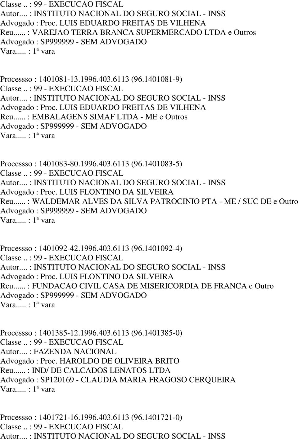 .. : WALDEMAR ALVES DA SILVA PATROCINIO PTA - ME / SUC DE e Outro Processso : 1401092-42.1996.403.6113 (96.1401092-4) Reu.