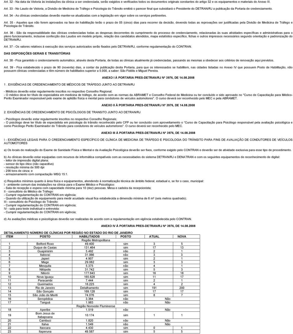 33 - No Laudo de Vistoria, a Divisão de Medicina de Tráfego e Psicologia do Trânsito emitirá o parecer final que subsidiará o Presidente do DETRAN/RJ a publicação da Portaria de credenciamento. Art.