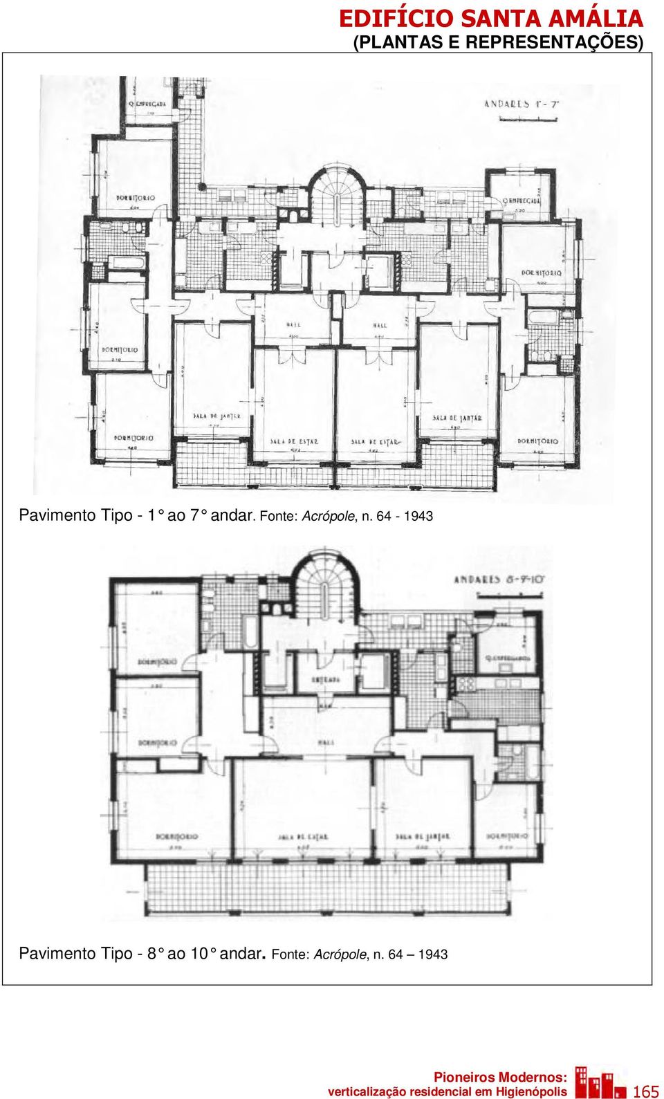 64-1943 Pavimento Tipo - 8 ao 10 andar. Fonte: Acrópole, n.