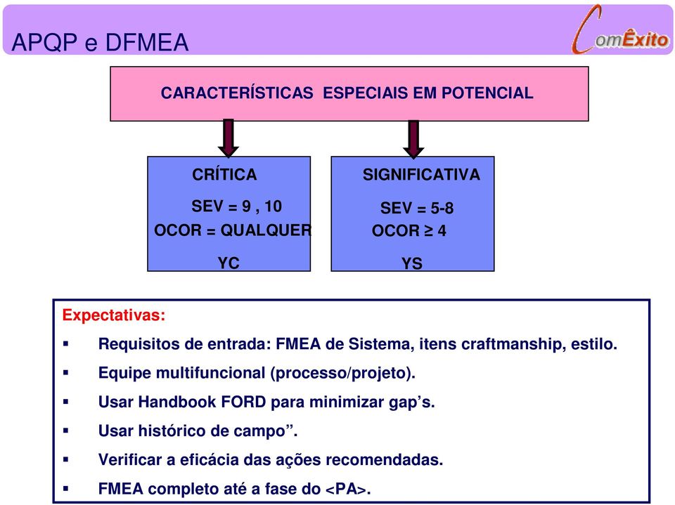 craftmanship, estilo. Equipe multifuncional (processo/projeto).