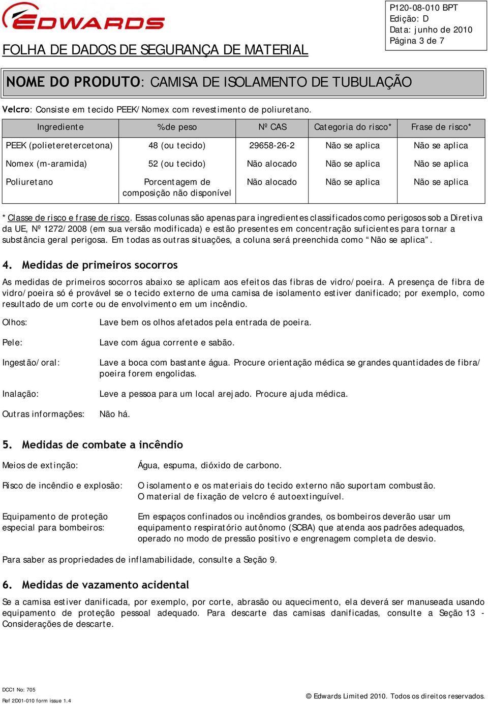 aplica Não se aplica Poliuretano Porcentagem de composição não disponível Não alocado Não se aplica Não se aplica * Classe de risco e frase de risco.