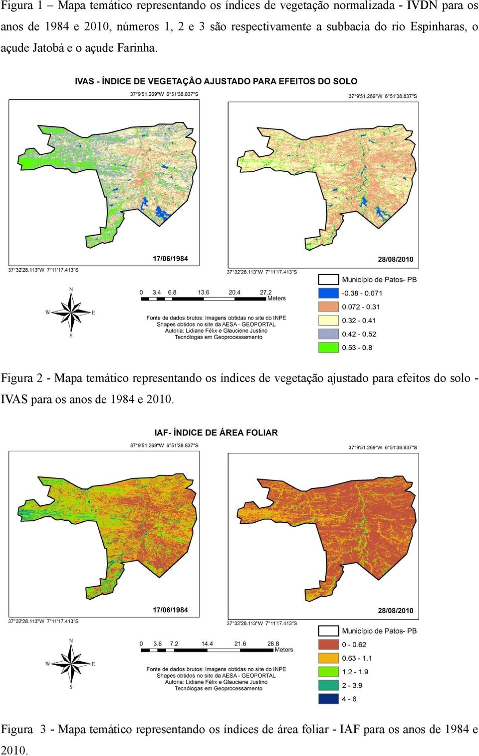 Figura 2 - Mapa temático representando os índices de vegetação ajustado para efeitos do solo - IVAS para os