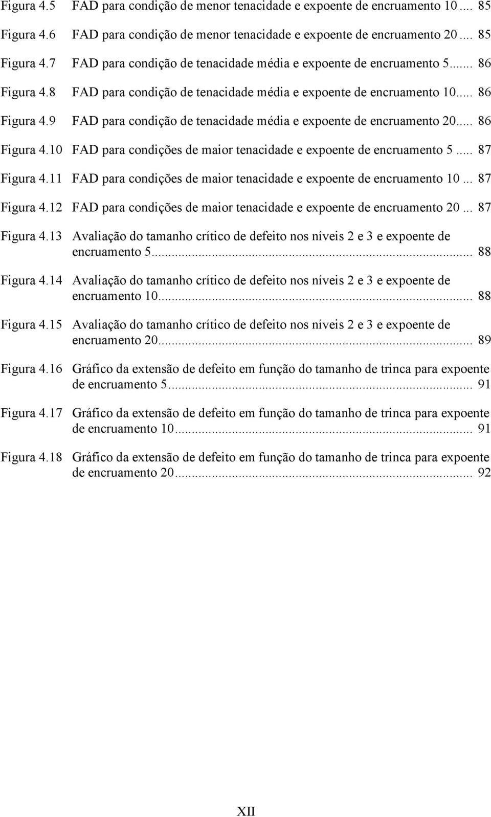 .. 87 Figura 4.11 FAD para condições de maior tenacidade e expoente de encruamento 10... 87 Figura 4.12 FAD para condições de maior tenacidade e expoente de encruamento 20... 87 Figura 4.13 Avaliação do tamanho crítico de defeito nos níveis 2 e 3 e expoente de encruamento 5.