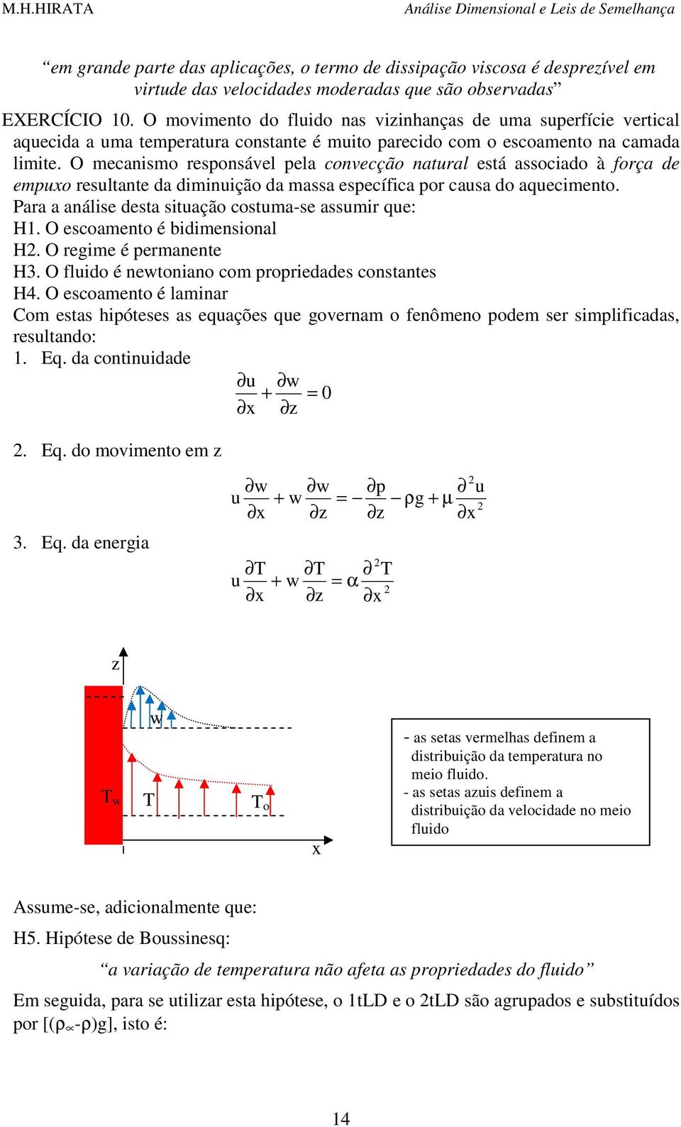 O mecanism resnsável ela cnvecçã natural está assciad à frça de emux resultante da diminuiçã da massa esecífica r causa d aqueciment. Para a análise desta situaçã cstuma-se assumir que: H.