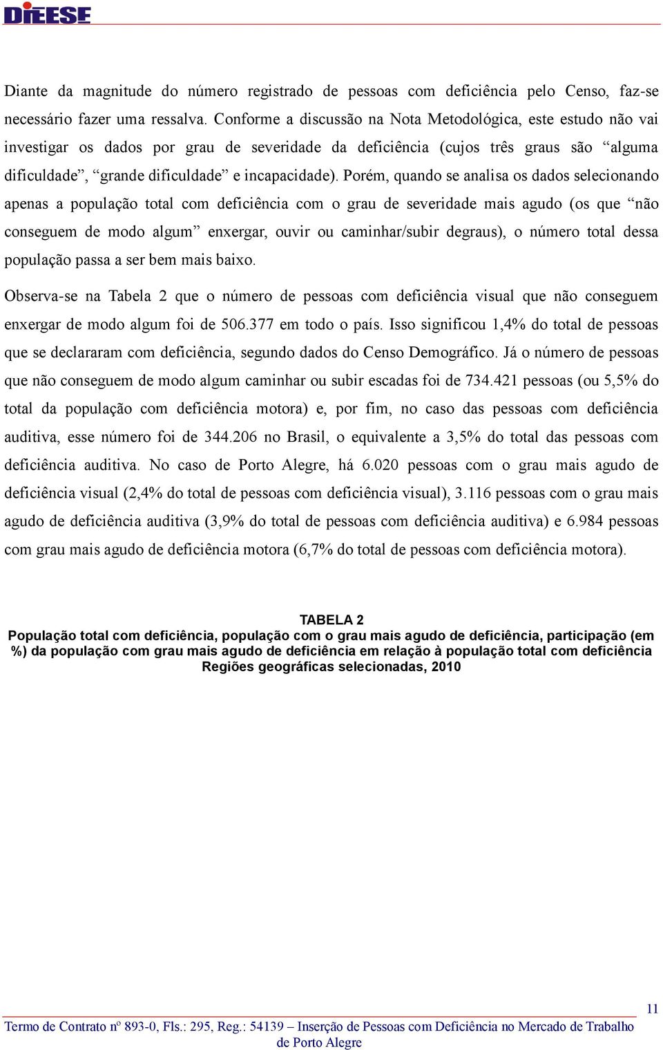 Porém, quando se analisa os dados selecionando apenas a população total com deficiência com o grau de severidade mais agudo (os que não conseguem de modo algum enxergar, ouvir ou caminhar/subir