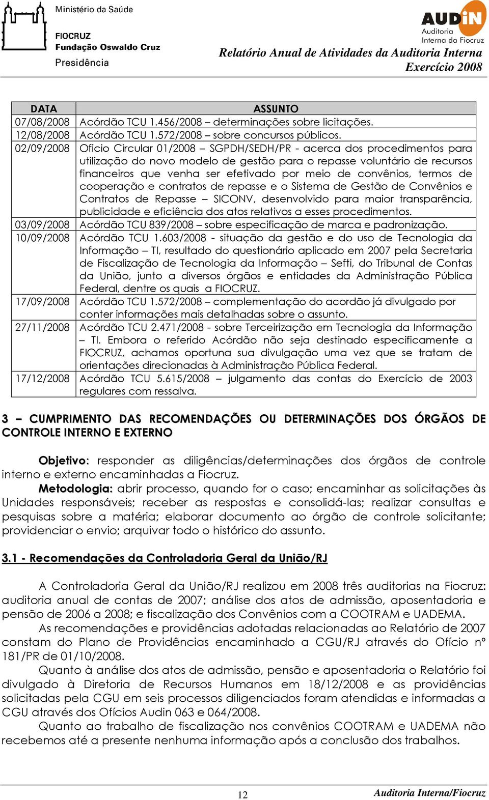 de convênios, termos de cooperação e contratos de repasse e o Sistema de Gestão de Convênios e Contratos de Repasse SICONV, desenvolvido para maior transparência, publicidade e eficiência dos atos