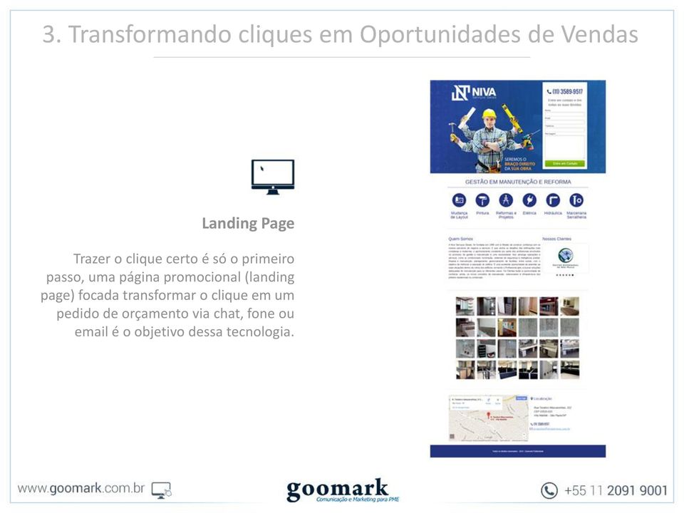 promocional (landing page) focada transformar o clique em um