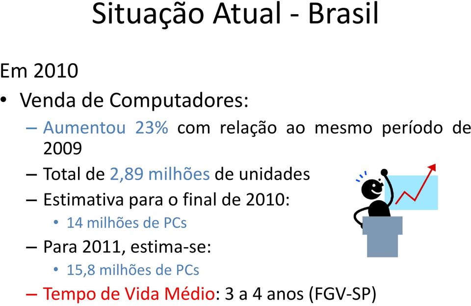 unidades Estimativa para o final de 2010: 14 milhões de PCs Para