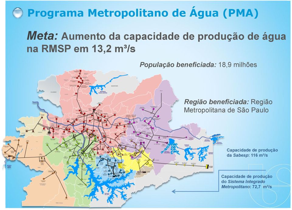 beneficiada: Região Metropolitana de São Paulo Capacidade de produção da