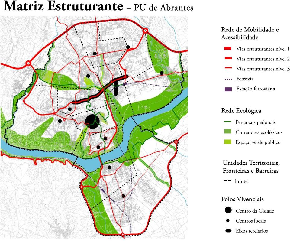 nível 3 Ferrovia Estação ferroviária Rede Ecológica Percursos pedonais Corredores ecológicos Espaço verde