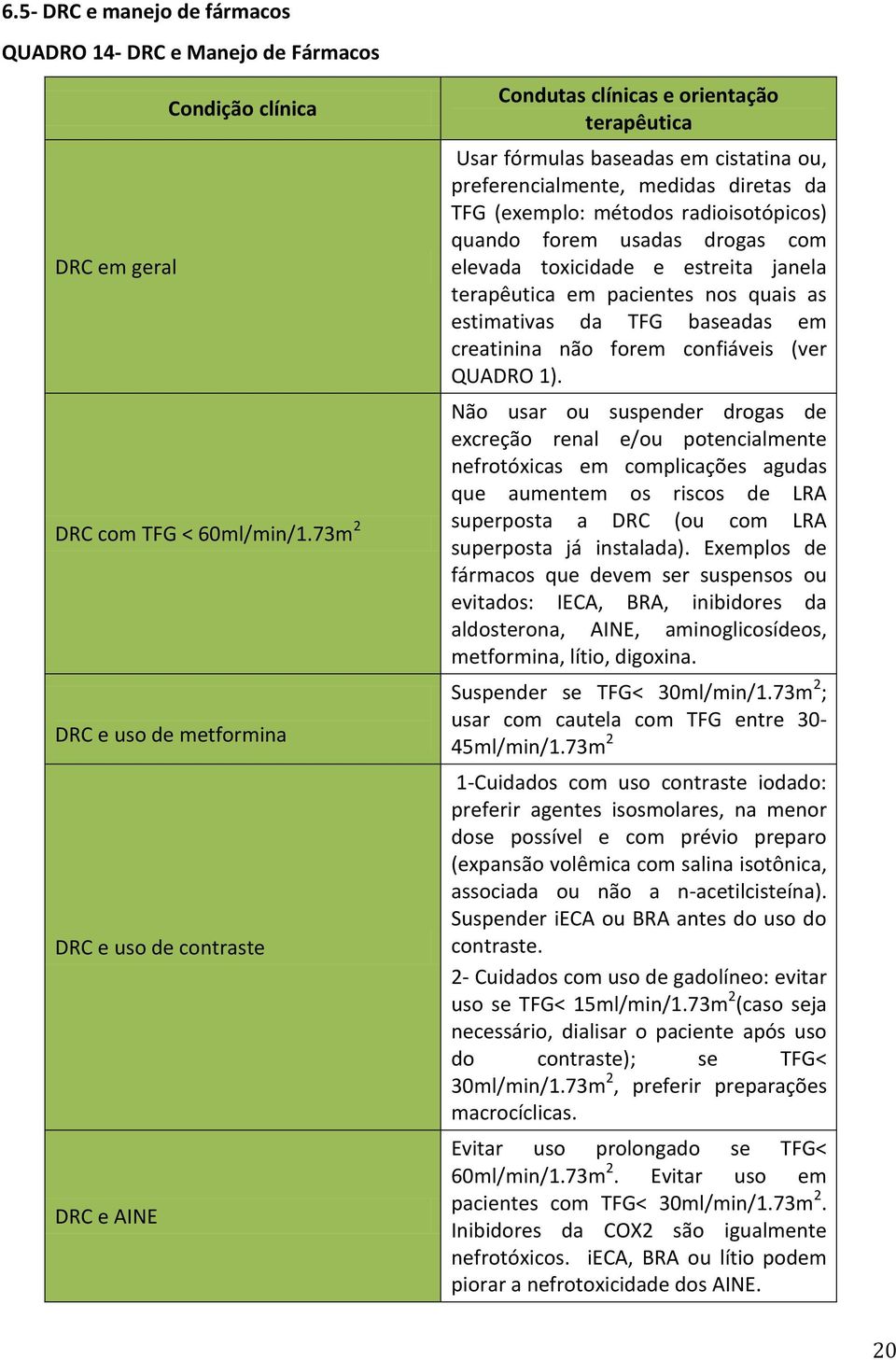 métodos radioisotópicos) quando forem usadas drogas com elevada toxicidade e estreita janela terapêutica em pacientes nos quais as estimativas da TFG baseadas em creatinina não forem confiáveis (ver