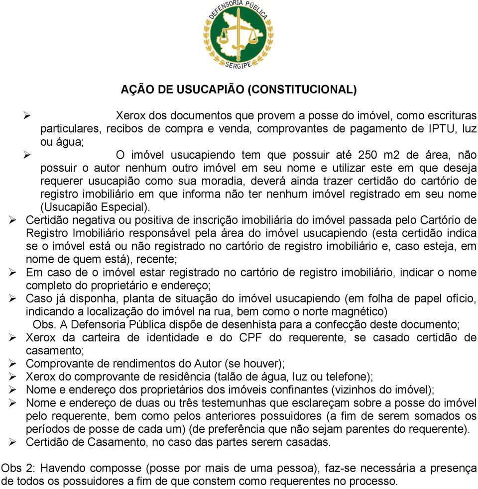 cartório de registro imobiliário em que informa não ter nenhum imóvel registrado em seu nome (Usucapião Especial).