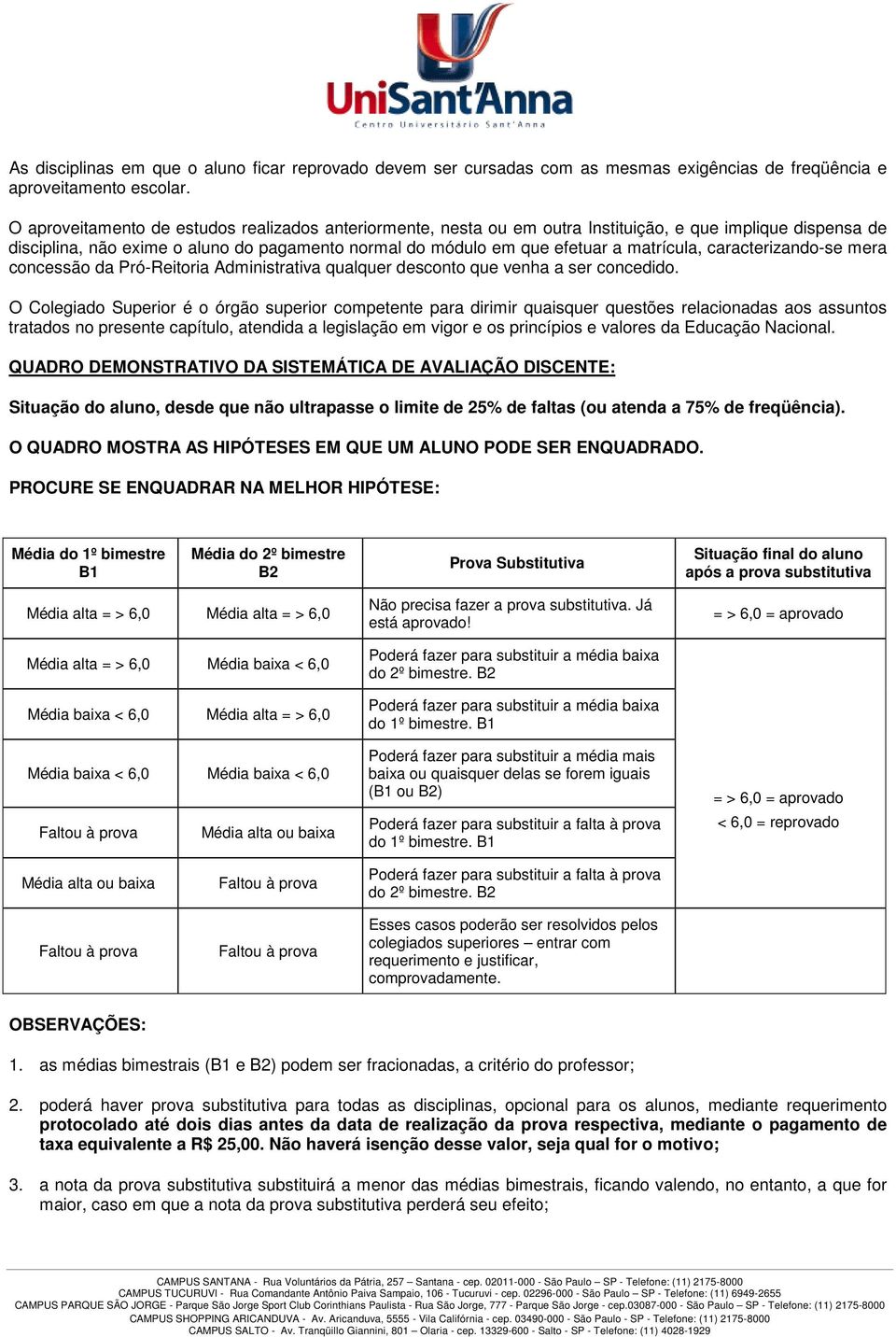 caracterizando-se mera concessão da Pró-Reitoria Administrativa qualquer desconto que venha a ser concedido.