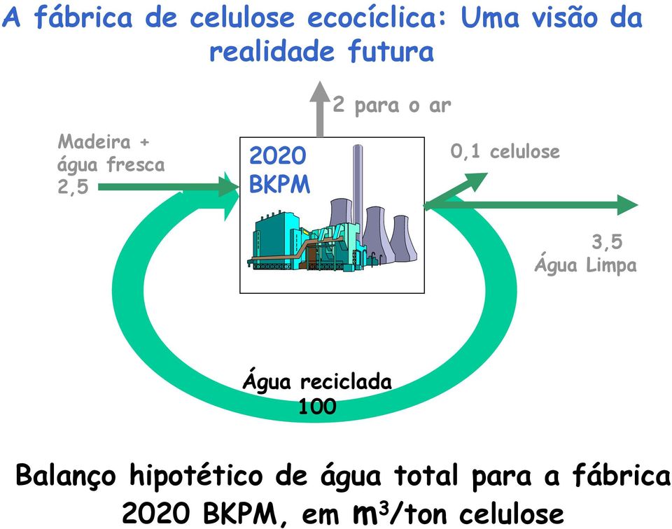 celulose 3,5 Água Limpa Água reciclada 100 Balanço