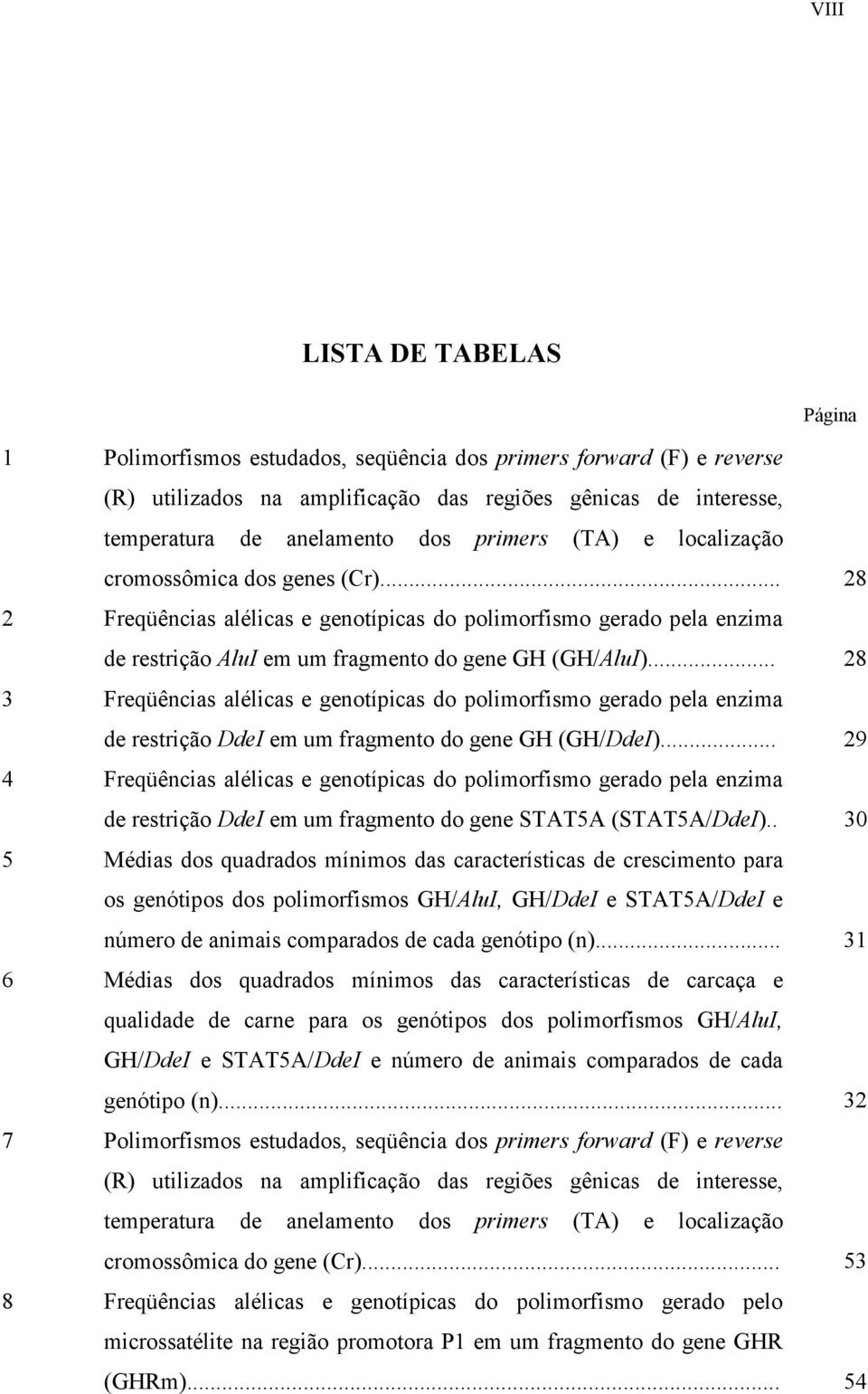 .. 28 3 Freqüências alélicas e genotípicas do polimorfismo gerado pela enzima de restrição DdeI em um fragmento do gene GH (GH/DdeI).