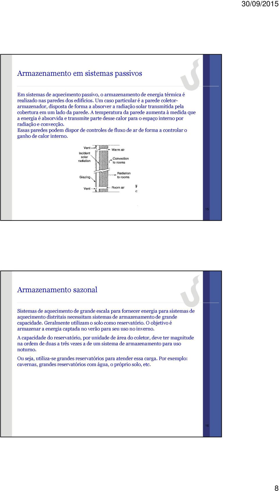 A temperatura da parede aumenta à medida que a energia é absorvida e transmite parte desse calor para o espaço interno por radiação e convecção.