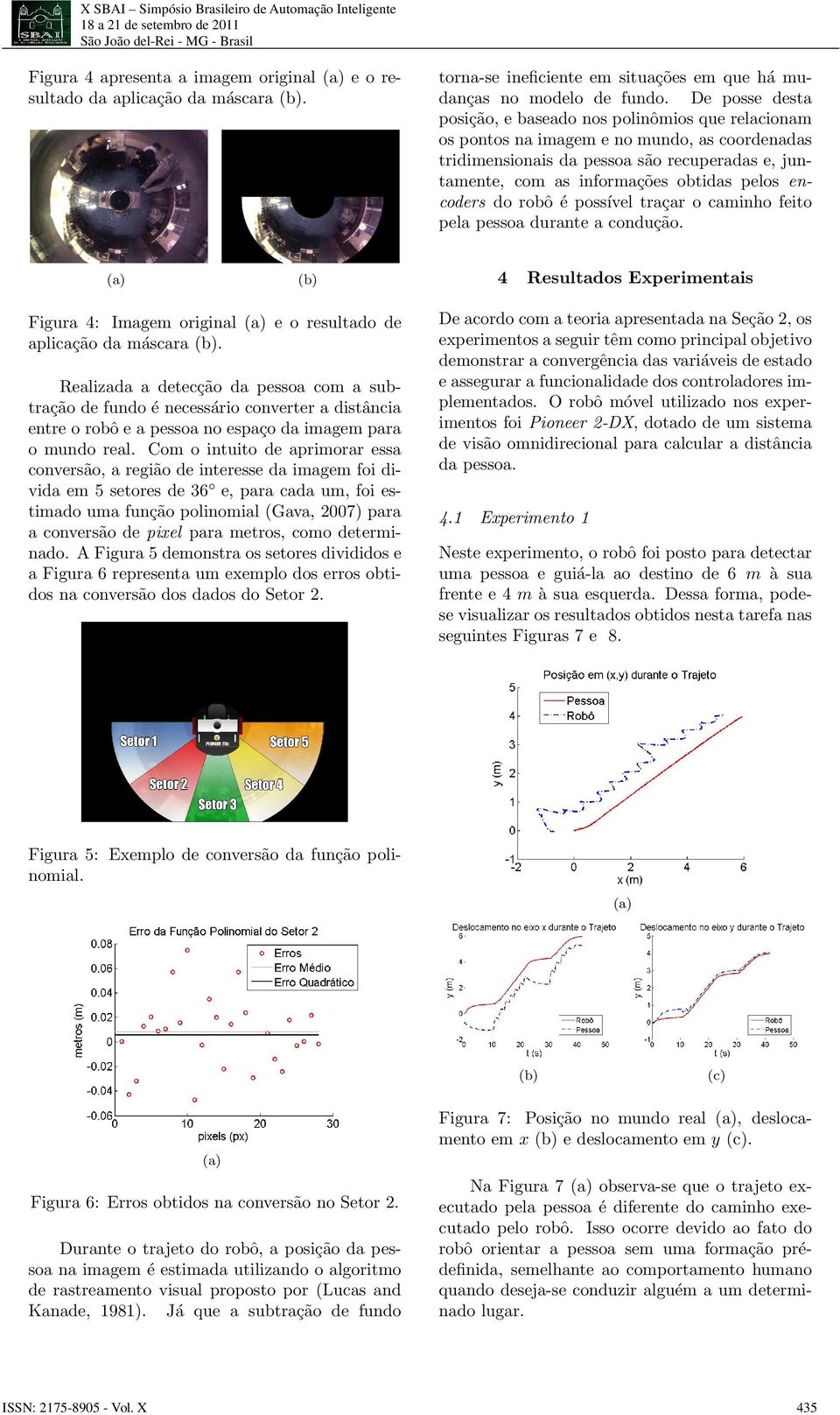 pelos encoders do robô é possível traçar o caminho feito pela pessoa durante a condução. 4 Resultados Experimentais Figura 4: Imagem original e o resultado de aplicação da máscara.