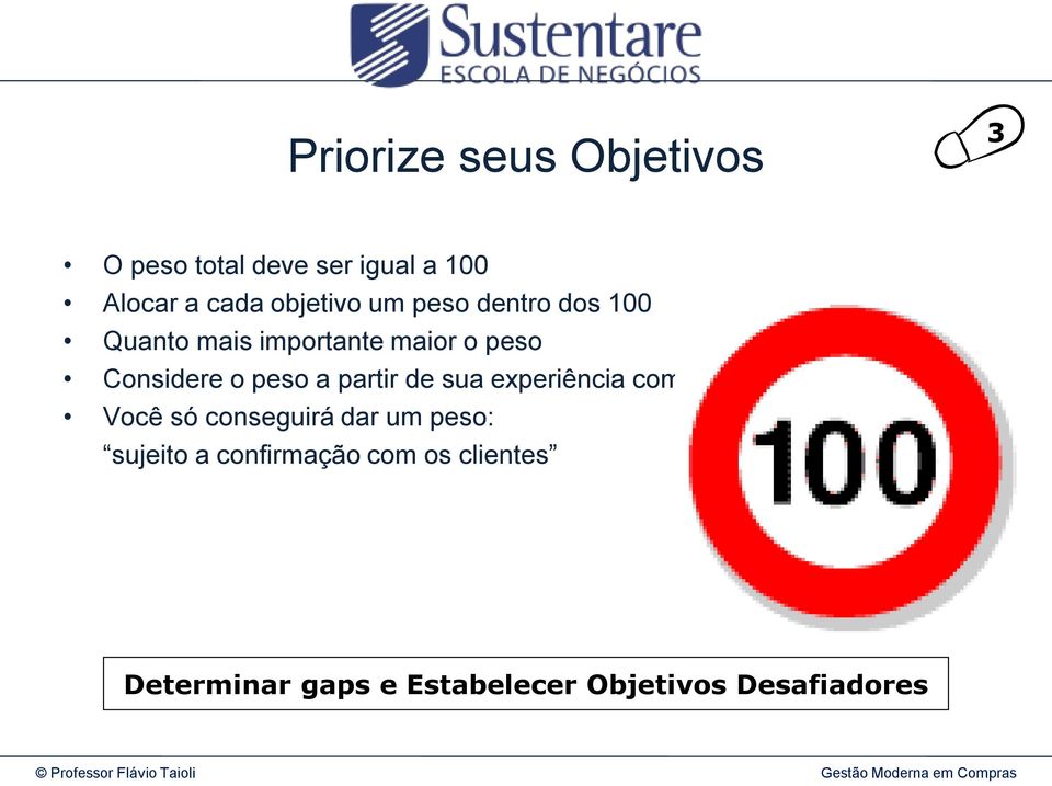 de sua experiência com os requisitos dos clientes Você só conseguirá dar um peso: