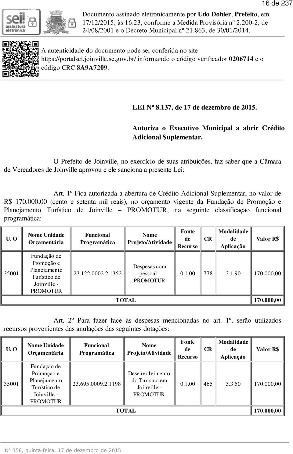 Autoriza o Executivo Municipal a abrir Crédito Adicional Suplementar.