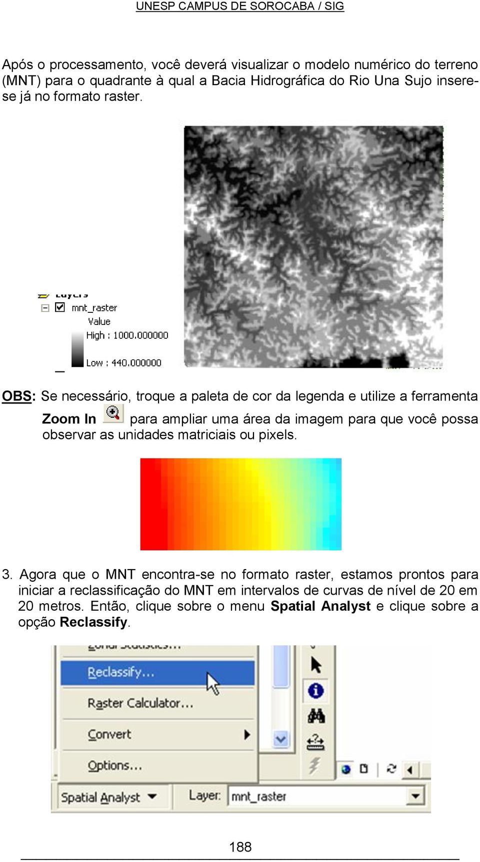 OBS: Se necessário, troque a paleta de cor da legenda e utilize a ferramenta Zoom In para ampliar uma área da imagem para que você possa observar