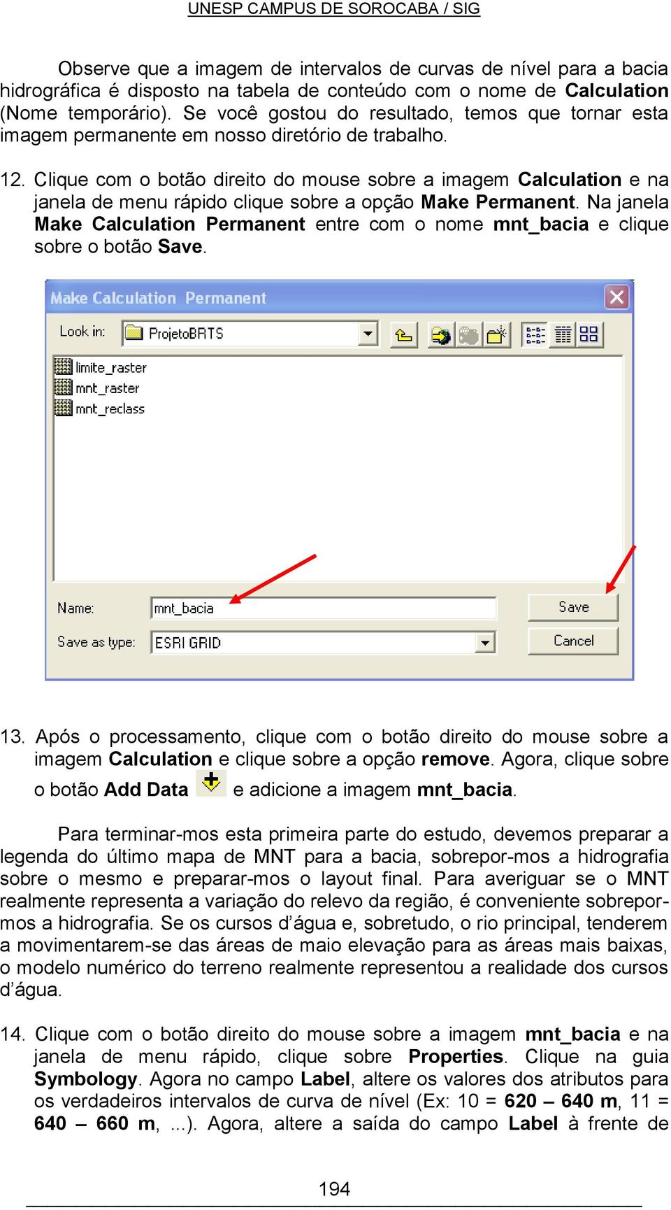 Clique com o botão direito do mouse sobre a imagem Calculation e na janela de menu rápido clique sobre a opção Make Permanent.