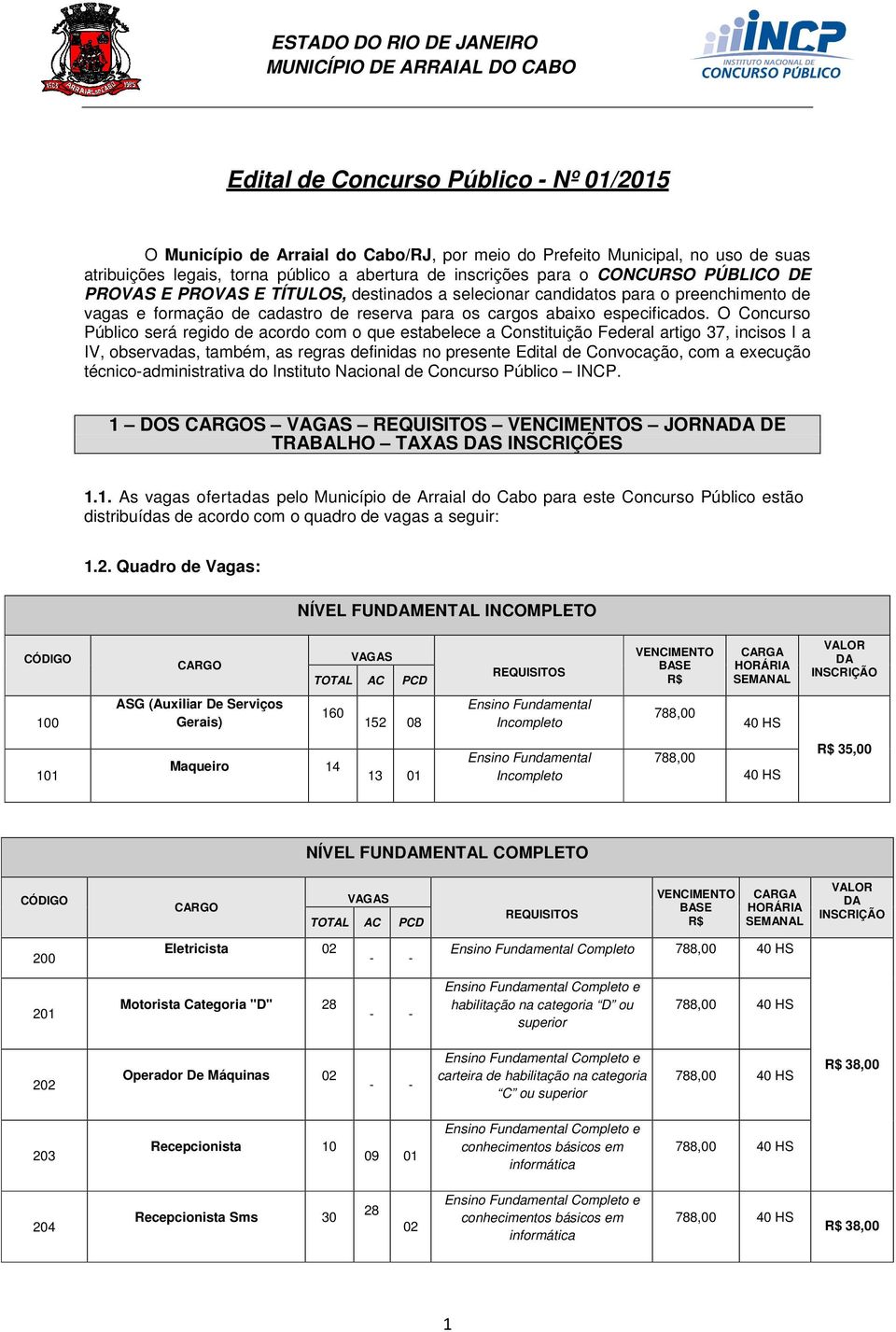 O Concurso Público será regido de acordo com o que estabelece a Constituição Federal artigo 37, incisos I a IV, observadas, também, as regras definidas no presente Edital de Convocação, com a