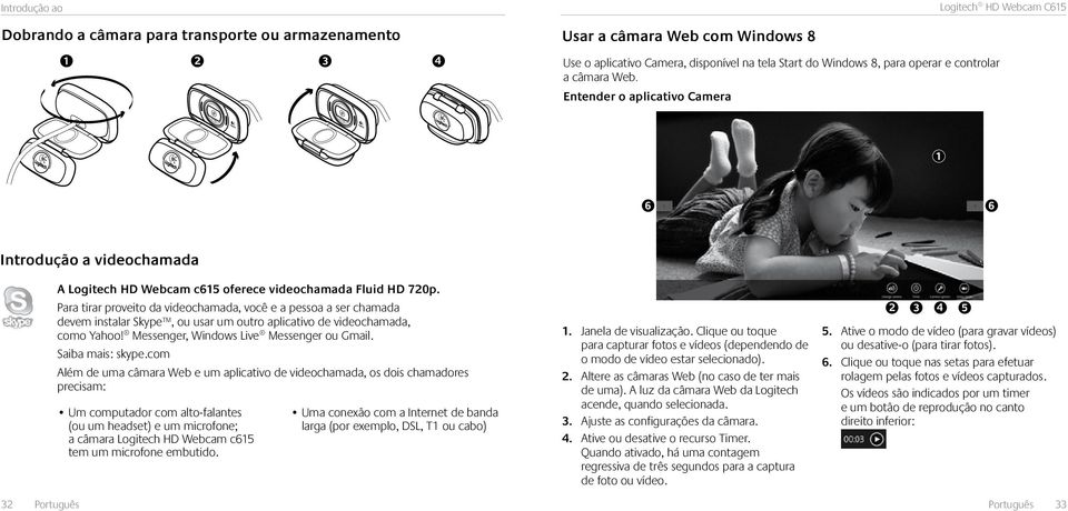 Para tirar proveito da videochamada, você e a pessoa a ser chamada devem instalar Skype, ou usar um outro aplicativo de videochamada, como Yahoo! Messenger, Windows Live Messenger ou Gmail.