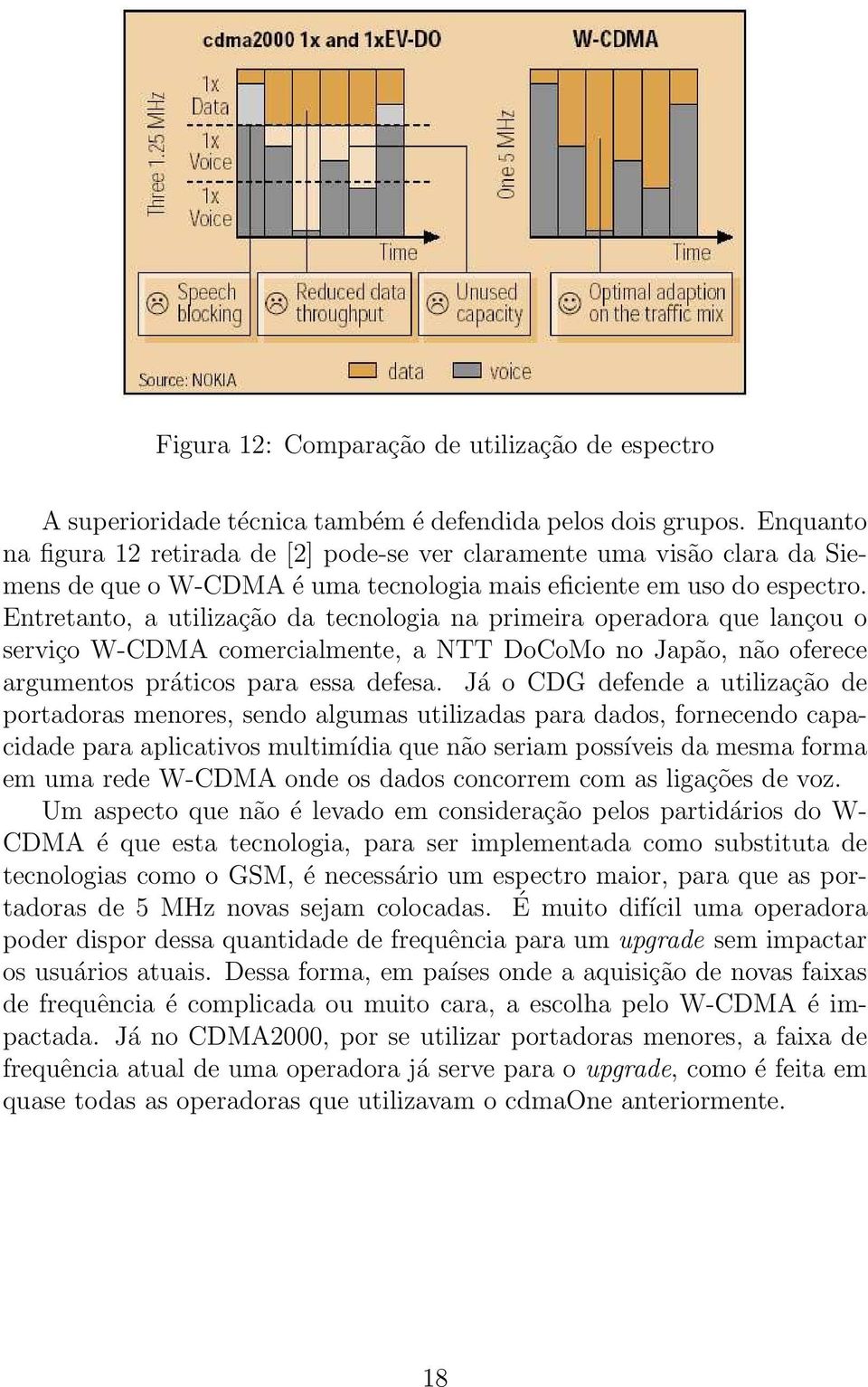 Entretanto, a utilização da tecnologia na primeira operadora que lançou o serviço W-CDMA comercialmente, a NTT DoCoMo no Japão, não oferece argumentos práticos para essa defesa.