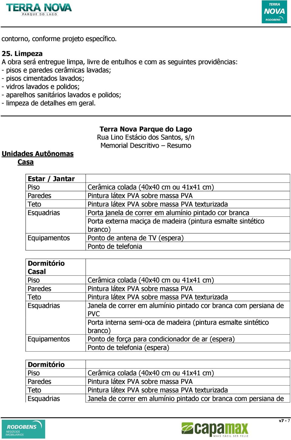 sanitários lavados e polidos; - limpeza de detalhes em geral.