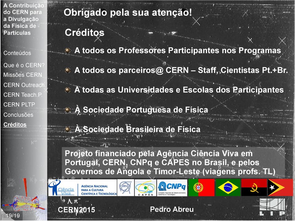 A todas as Universidades e Escolas dos Participantes À Sociedade Portuguesa de Física À Sociedade Brasileira de Física Projeto