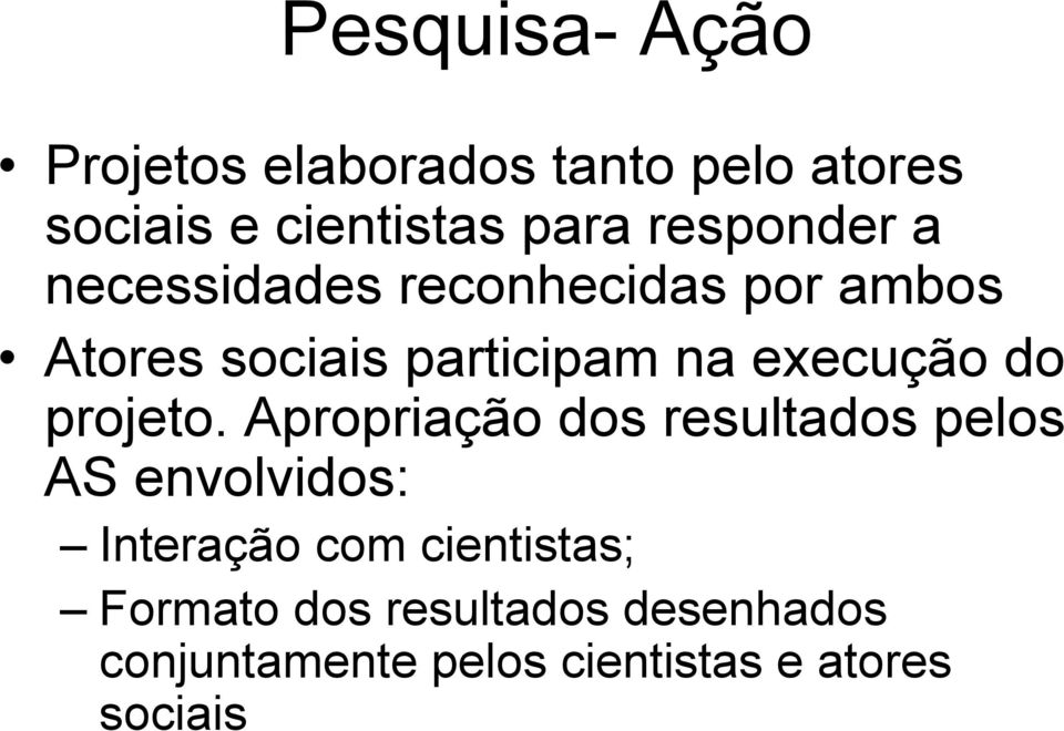 execução do projeto.