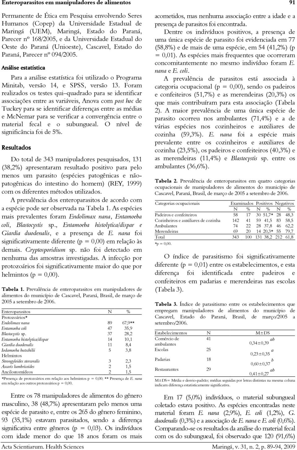 Análise estatística Para a análise estatística foi utilizado o Programa Minitab, versão 14, e SPSS, versão 13.