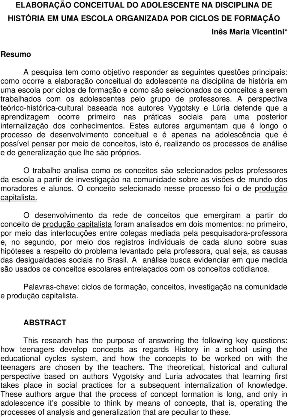 adolescentes pelo grupo de professores.