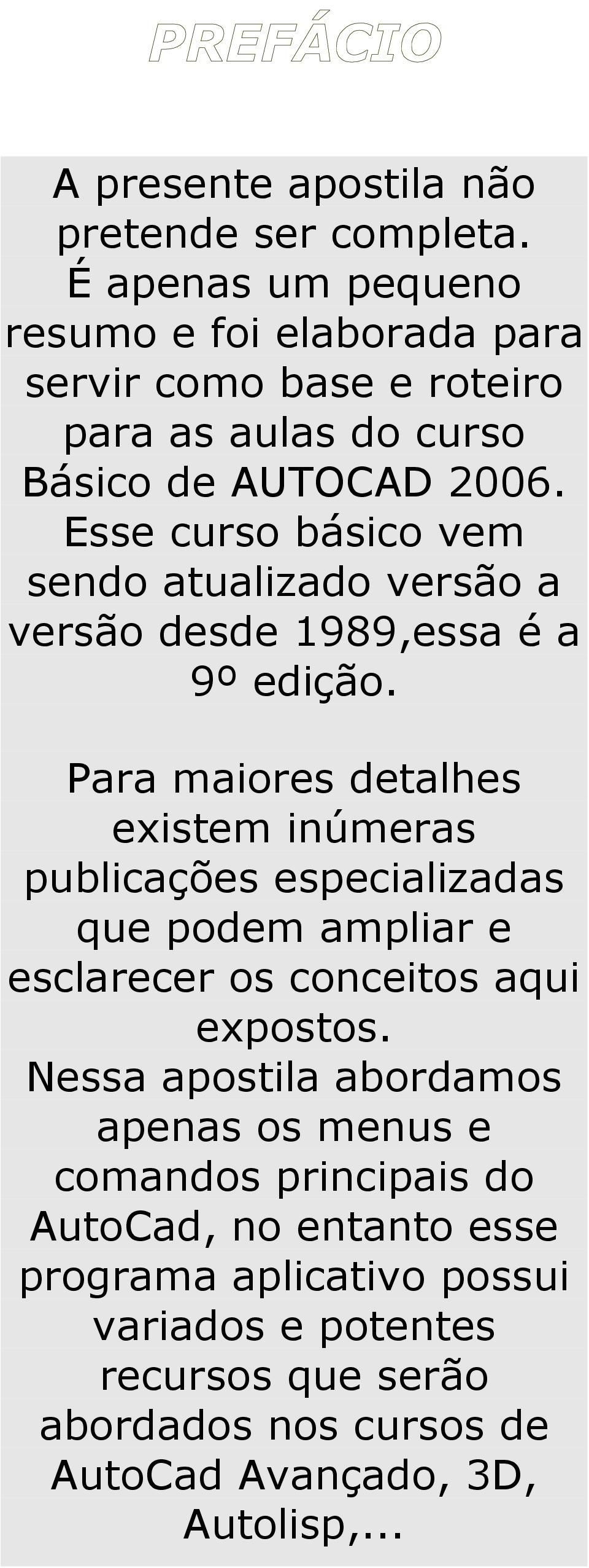 Esse curso básico vem sendo atualizado versão a versão desde 1989,essa é a 9º edição.