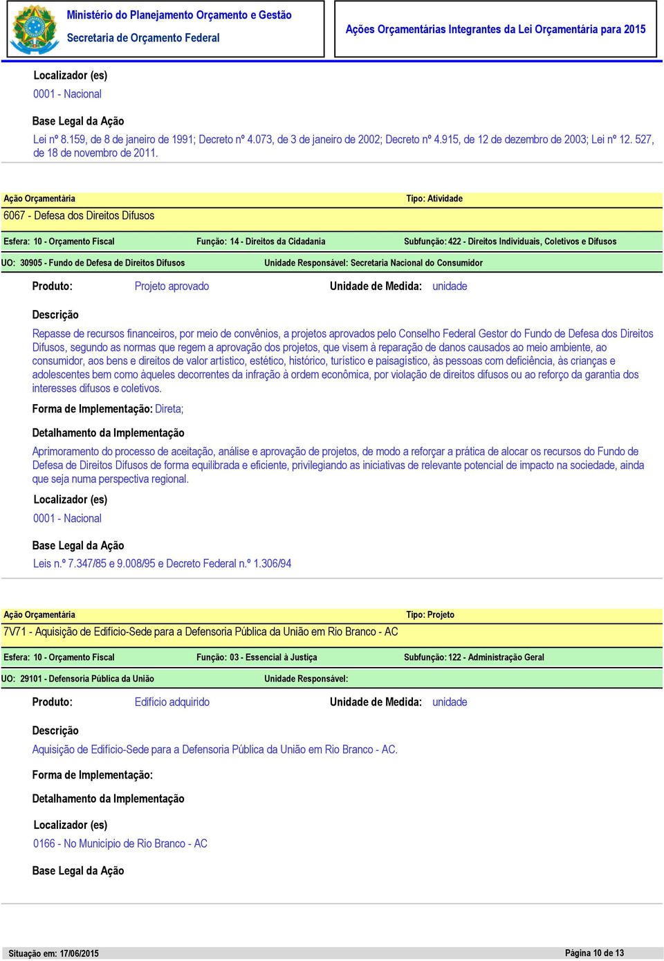 recursos financeiros, por meio de convênios, a projetos aprovados pelo Conselho Federal Gestor do Fundo de Defesa dos Direitos Difusos, segundo as normas que regem a aprovação dos projetos, que visem