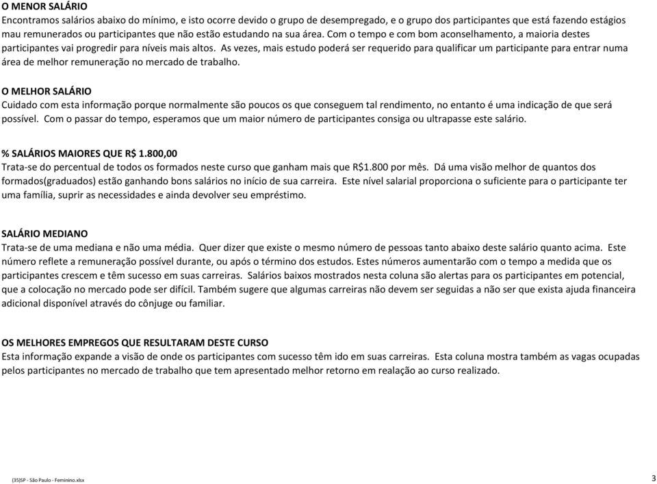 As vezes, mais estudo poderá ser requerido para qualificar um participante para entrar numa área de melhor remuneração no mercado de trabalho.