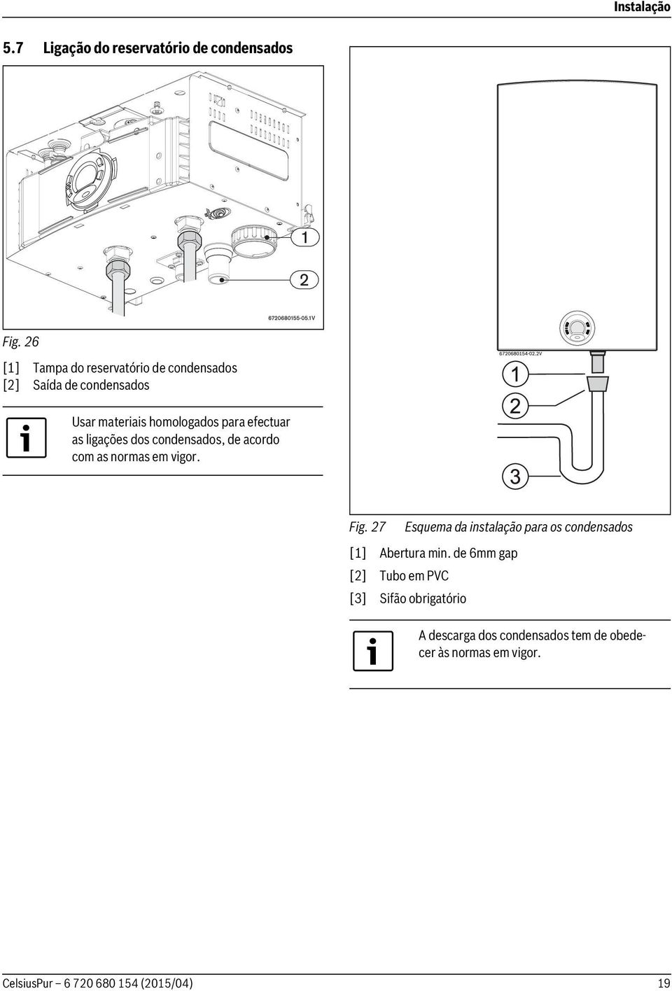 efectuar as ligações dos condensados, de acordo com as normas em vigor. Fig.