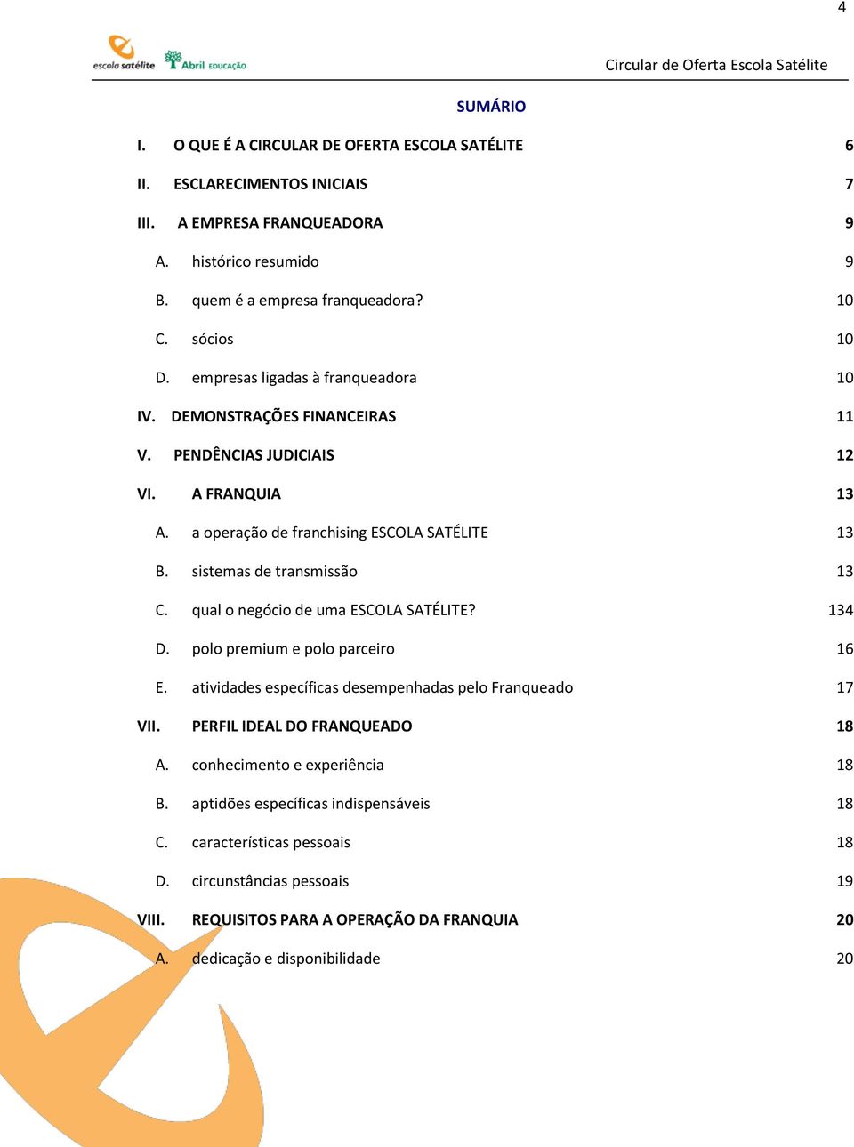 sistemas de transmissão 13 C. qual o negócio de uma ESCOLA SATÉLITE? 134 D. polo premium e polo parceiro 16 E. atividades específicas desempenhadas pelo Franqueado 17 VII.