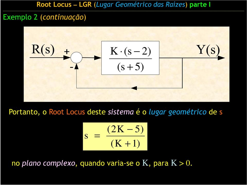 lugar geométrico de s s (K 5) (K + 1) no